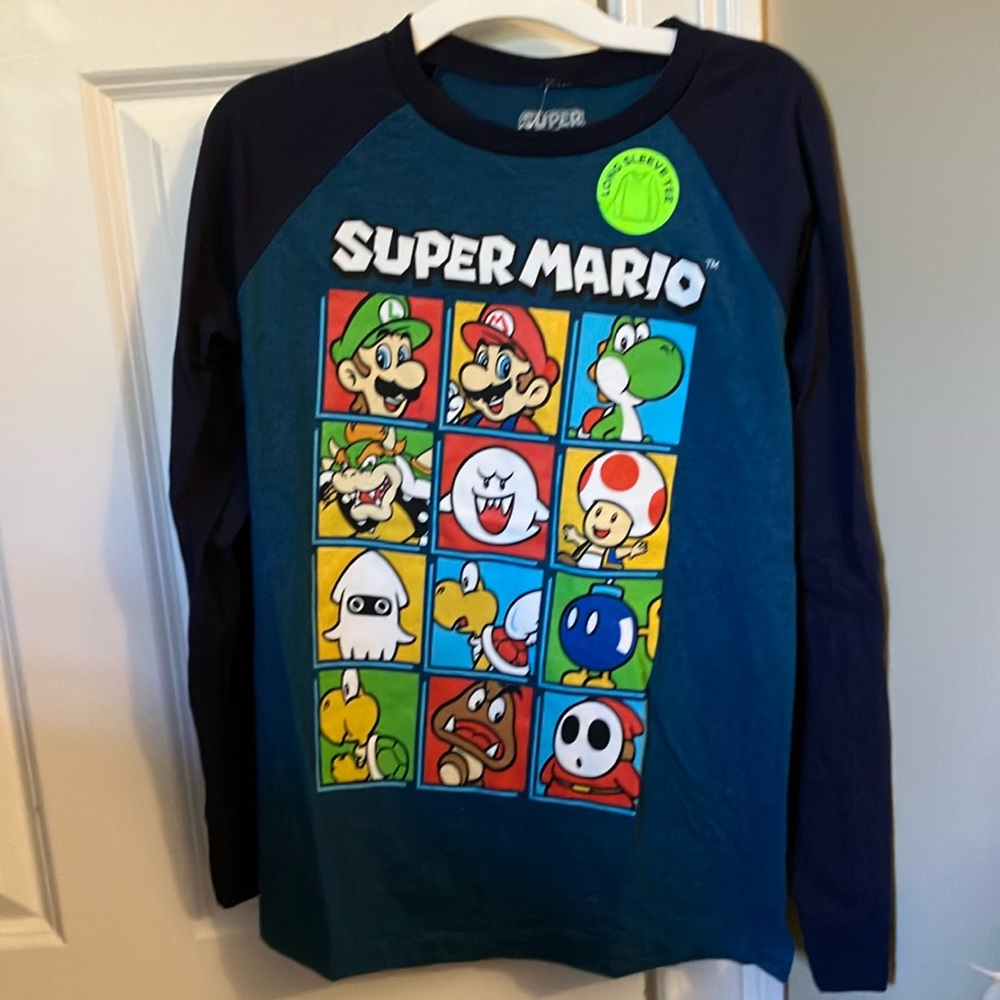 Super Mario full cast Nintendo long sleeve shirt blue